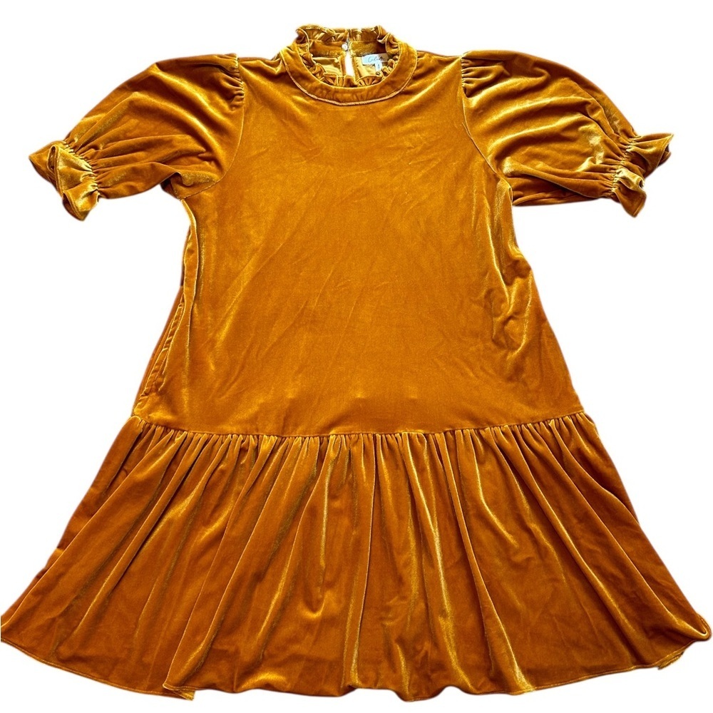 Calista | Rust Orange Velvet Dress - Picture 3 of 8